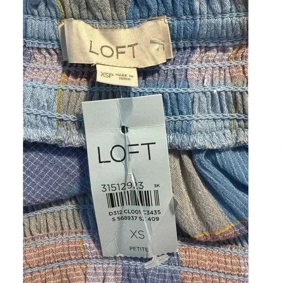 NEW LOFT Petite XS Plaid Smocked‎ Bow Strap Cami NWT - Picture 7 of 8